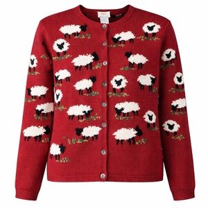 ✨BOGO 1/2 ✨ Vintage 90s Talbots red hand knit sheep cardigan sweater